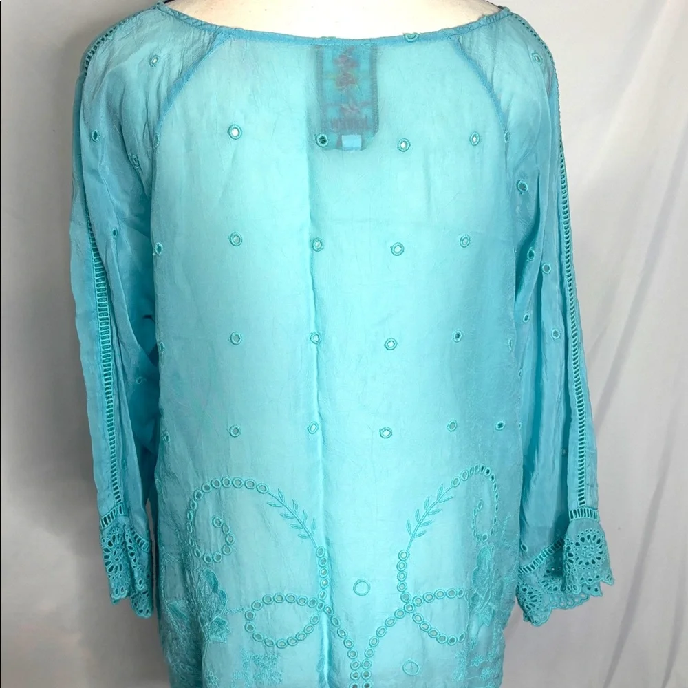 Johnny Was Natalie Tunic in Turquoise - Picture 8 of 9